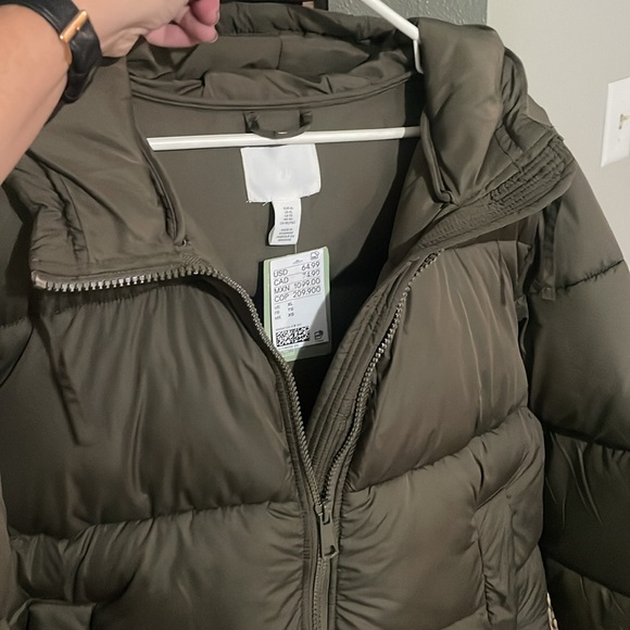 NWT H&M Puffer Winter Jacket XL Dark Olive Green - Picture 5 of 9